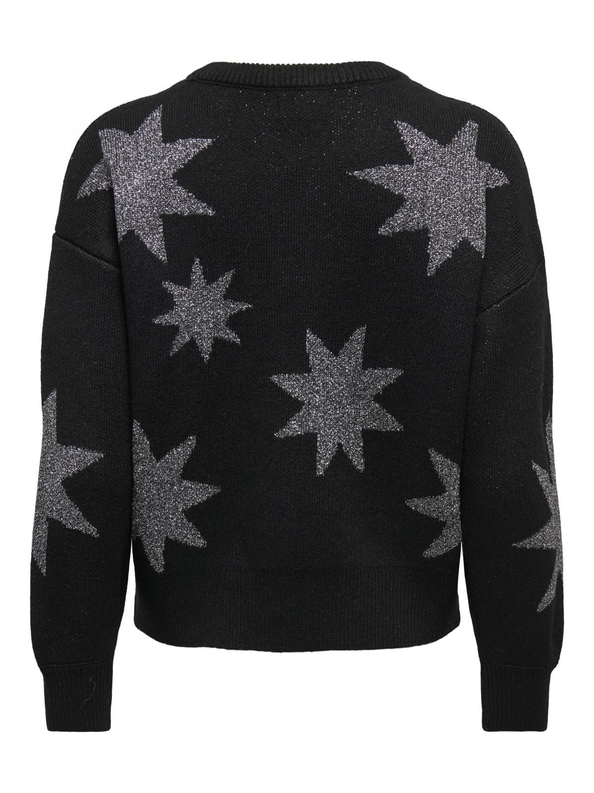 온리 스타패턴 라운드넥 니트 스웨터 15328250_2161_1142873 BLACK / BLACK - 상세 이미지 4