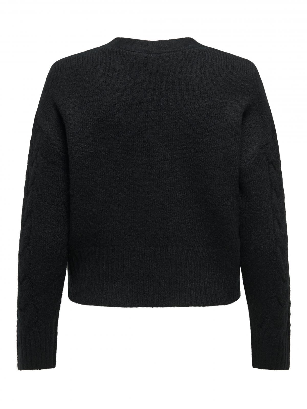 온리 케이블 니트 브이넥 카디건 15352216_2161 BLACK / BLACK - 상세 이미지 4