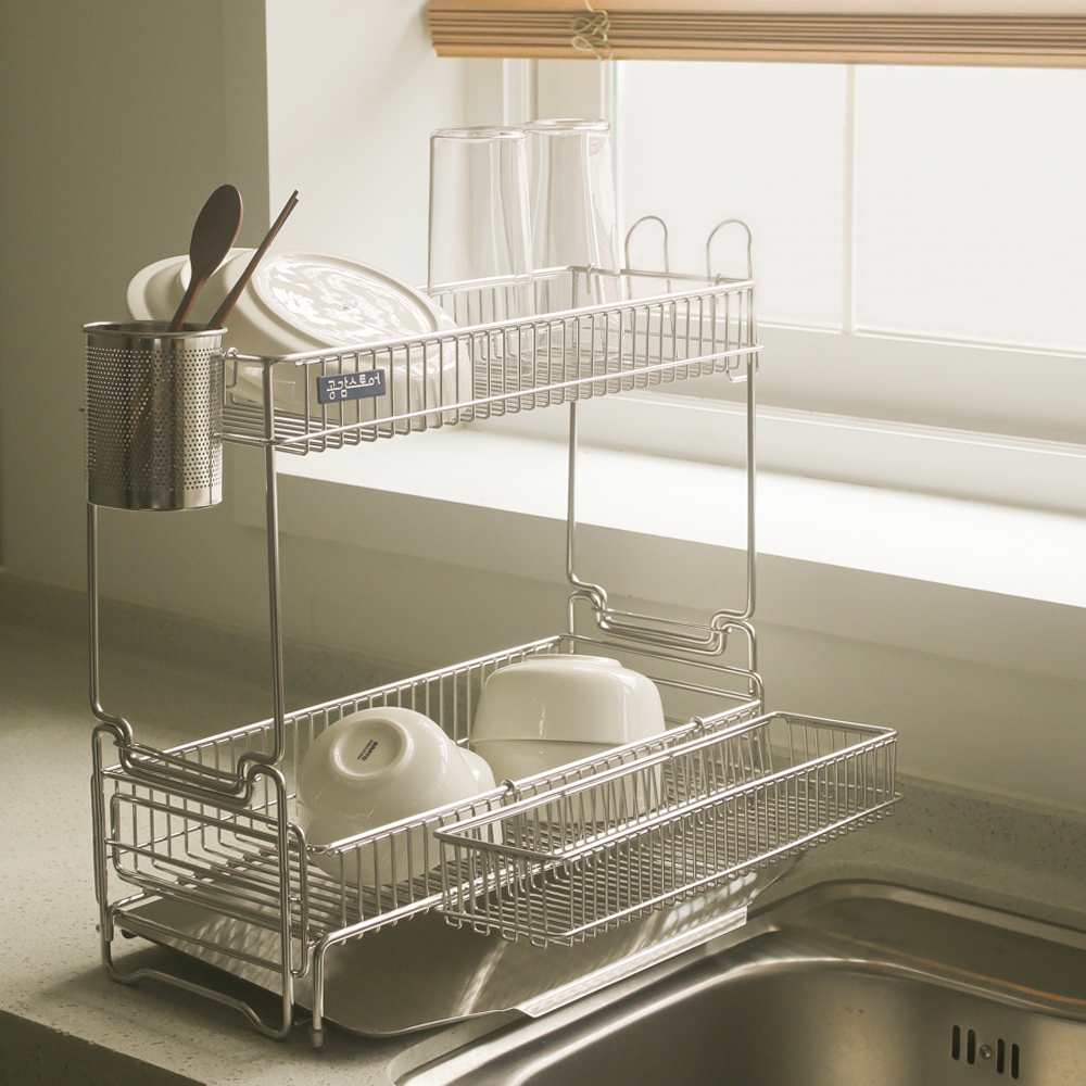 공감스토어 미니 식기건조대 확장형 올스텐 304 자동물빠짐 그릇건조대 제품 이미지