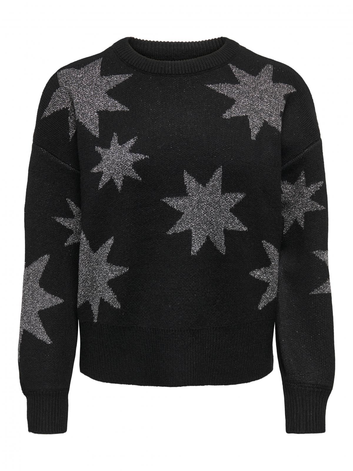 온리 스타패턴 라운드넥 니트 스웨터 15328250_2161_1142873 BLACK / BLACK - 상세 이미지 3