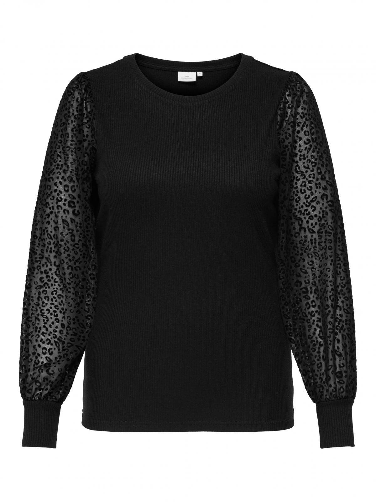 온리 페미닌 레이스 볼륨소매 블라우스 15358648_2161 BLACK / BLACK - 상세 이미지 3