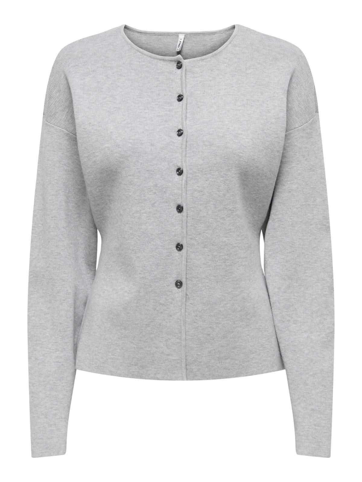 온리 베이직 플랫니트 라운드넥 카디건 15370435_2381_1258015 GREY / LIGHT GREY MELANGE - 상세 이미지 3