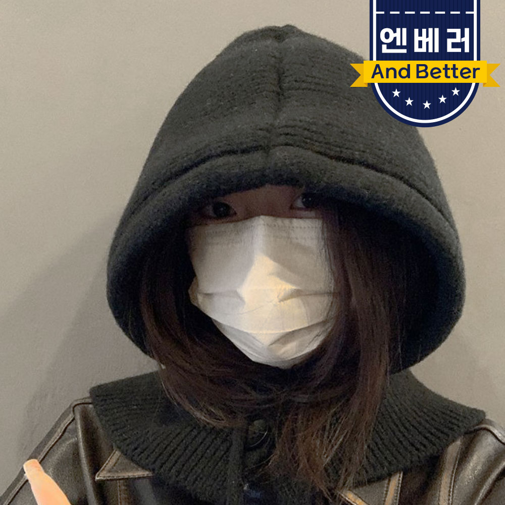바라클라바 후드 넥워머 방한 니트 모자 겨울 러닝 니트 여성 워머 - 상세 이미지 4