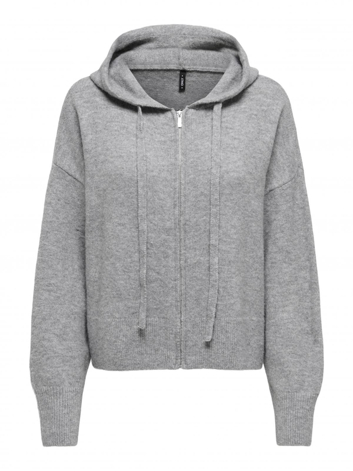 온리 테크니컬 후드 니트 집업 카디건 15367254_2382 GREY / MEDIUM GREY MELANGE - 상품 이미지
