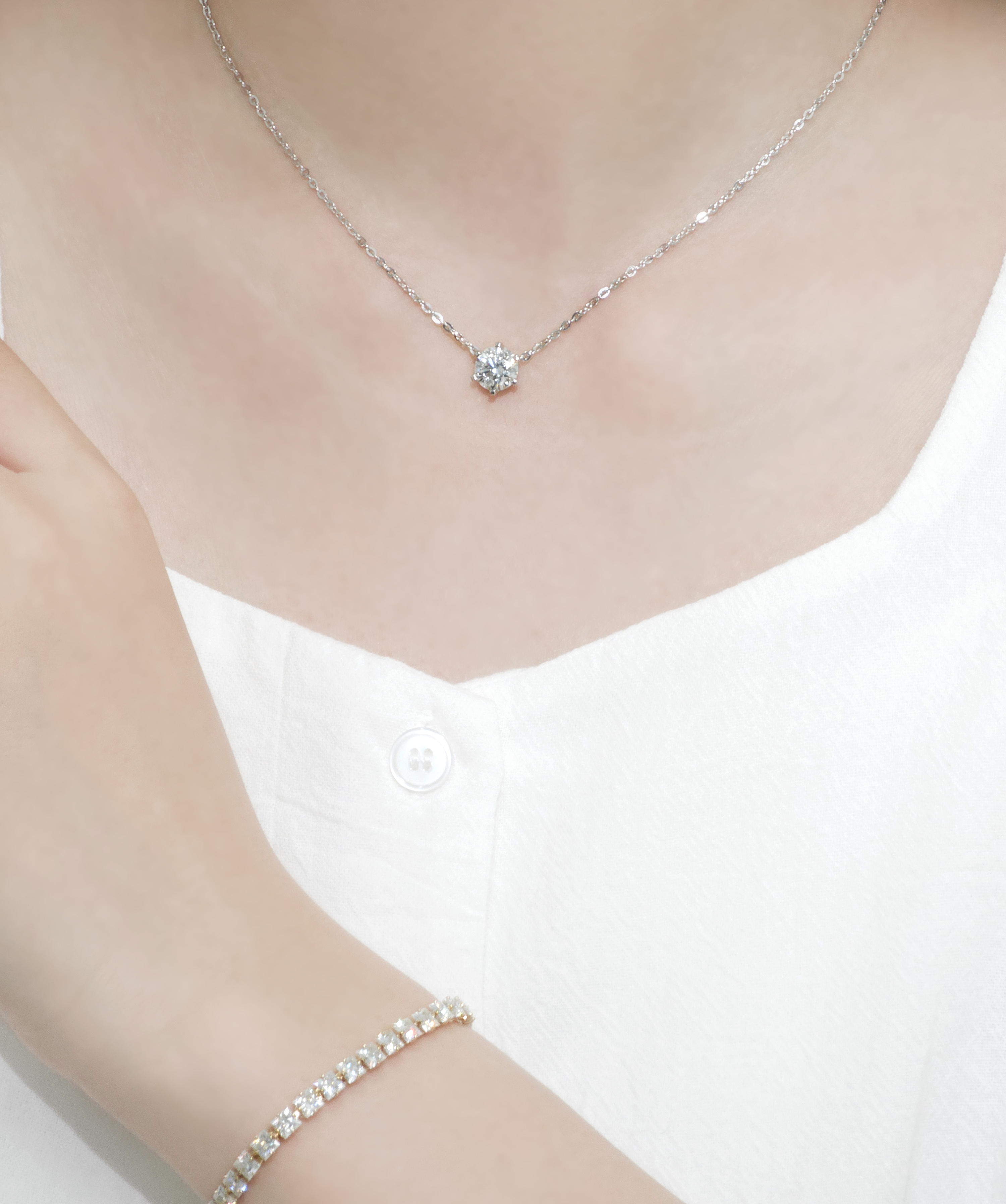 2캐럿 랩다이아 목걸이 일체형 6프롱 IGI 랩다이아몬드 D컬러 14k 18k - 상세 이미지 4