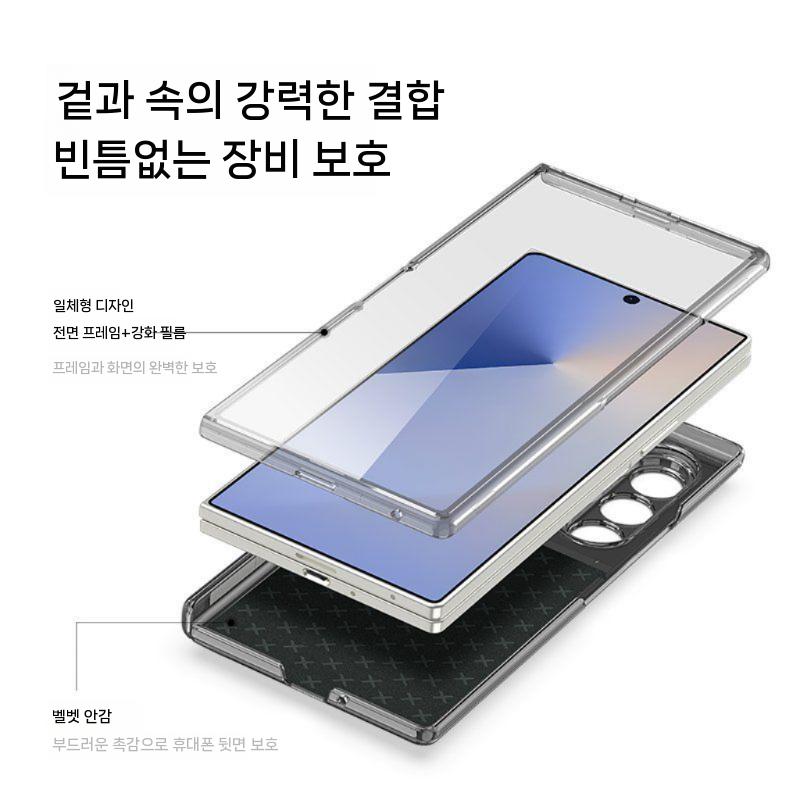 폴드7 플립7 케이스 마그네틱 힌지 보호 메탈 접이식 거치대 반짝이 가죽 커버 - 상세 이미지 2
