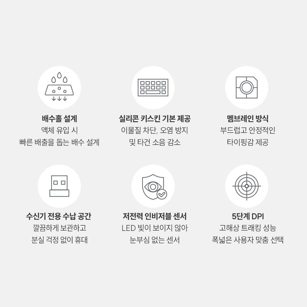 아이리버 MVS601 무소음 저소음 블루투스 무선 키보드마우스세트 키스킨 블랙, 멤브레인 이미지 8