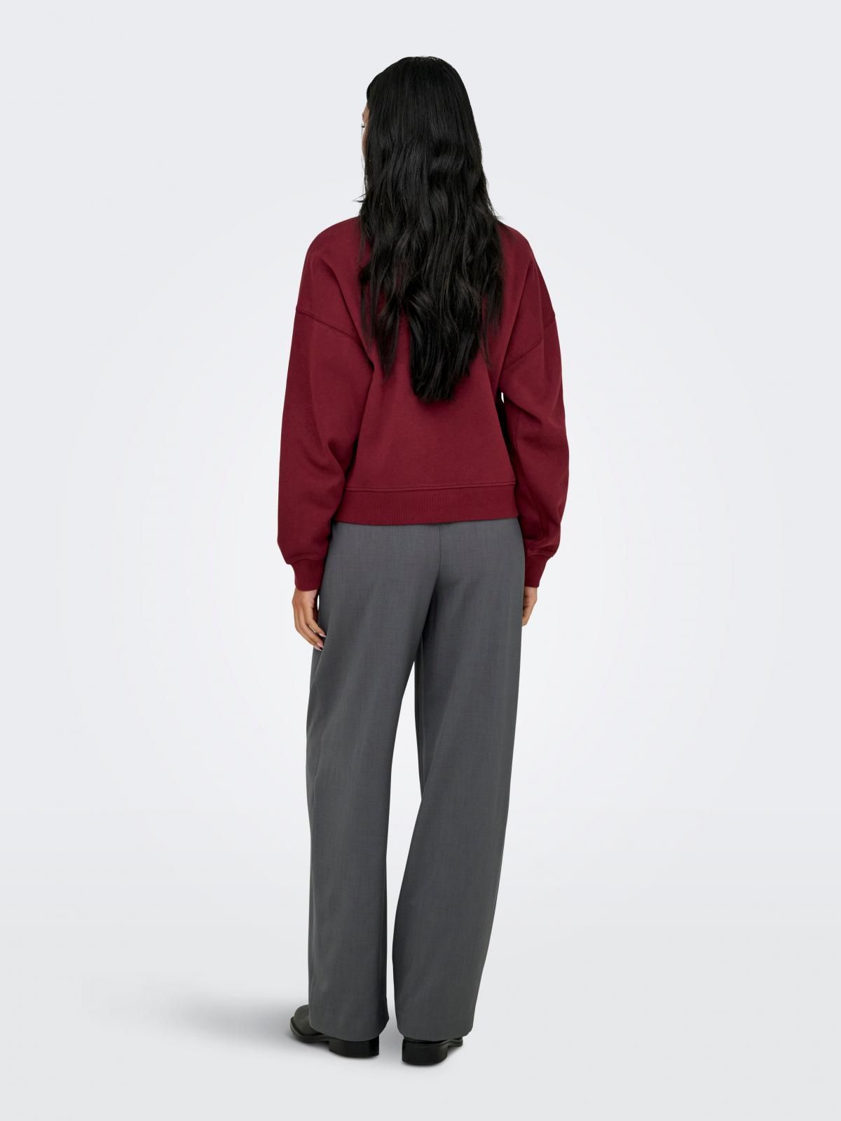 온리 버건디 베이직 레귤러핏 크루넥 맨투맨 15338727_877 RED / TAWNY PORT - 상세 이미지 2