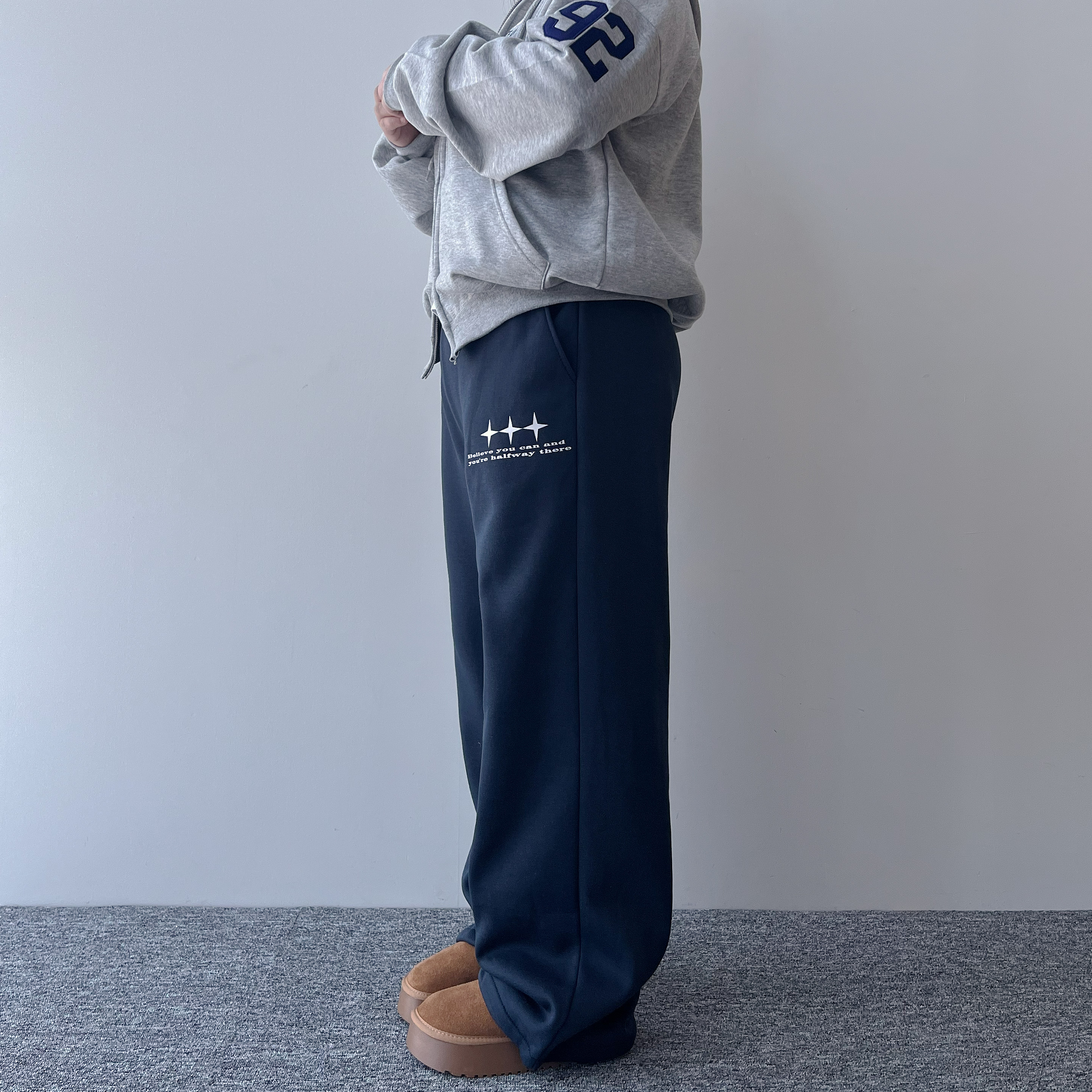 1+1 키작녀기모바지 여성조거 기모와이드팬츠 - 상세 이미지 3