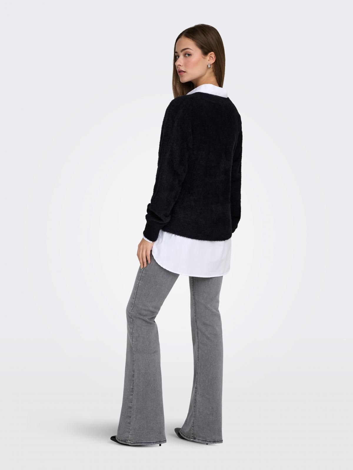 온리 베이직 브이넥 니트 가디건 15259564_2161 BLACK / BLACK - 상세 이미지 2