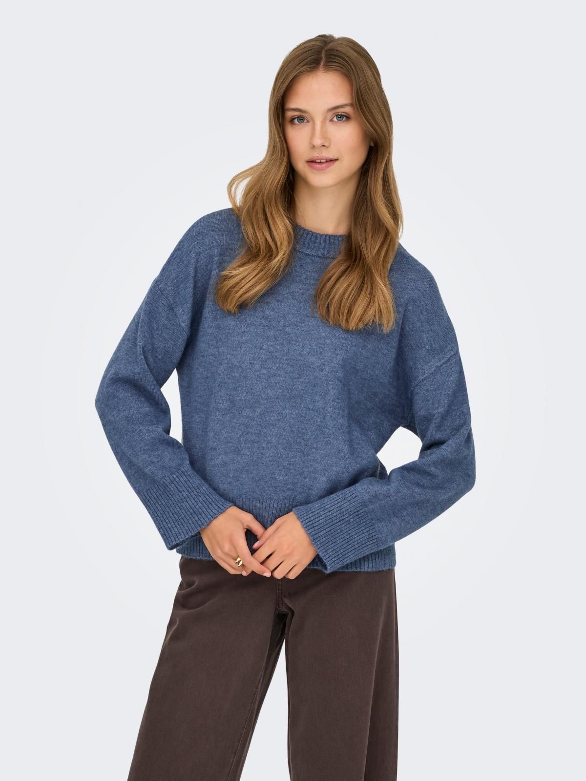 온리 테크니컬 소프트 라운드넥 니트 15353196_2081_1201957 BLUE / VINTAGE INDIGO - 상품 이미지
