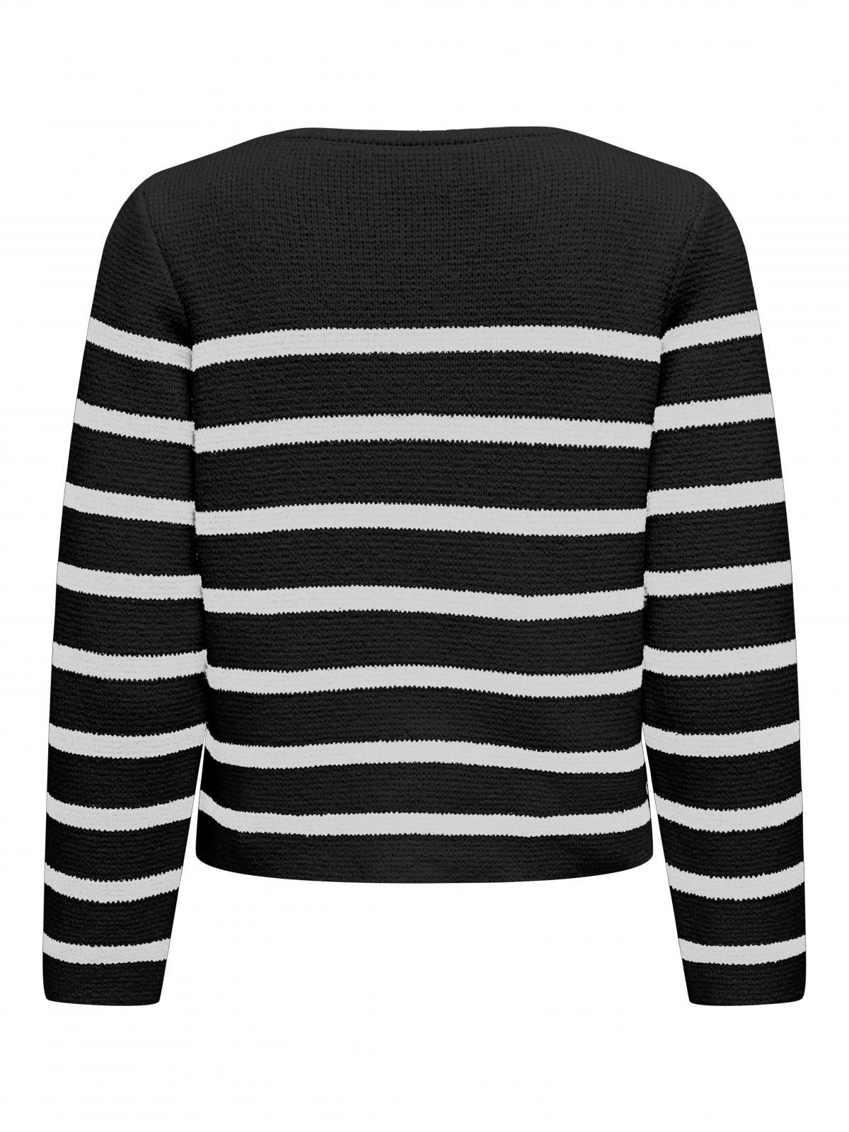 온리 스트라이프 베이직 라운드넥 카디건 15343803_2161_1177225 BLACK / BLACK - 상세 이미지 4