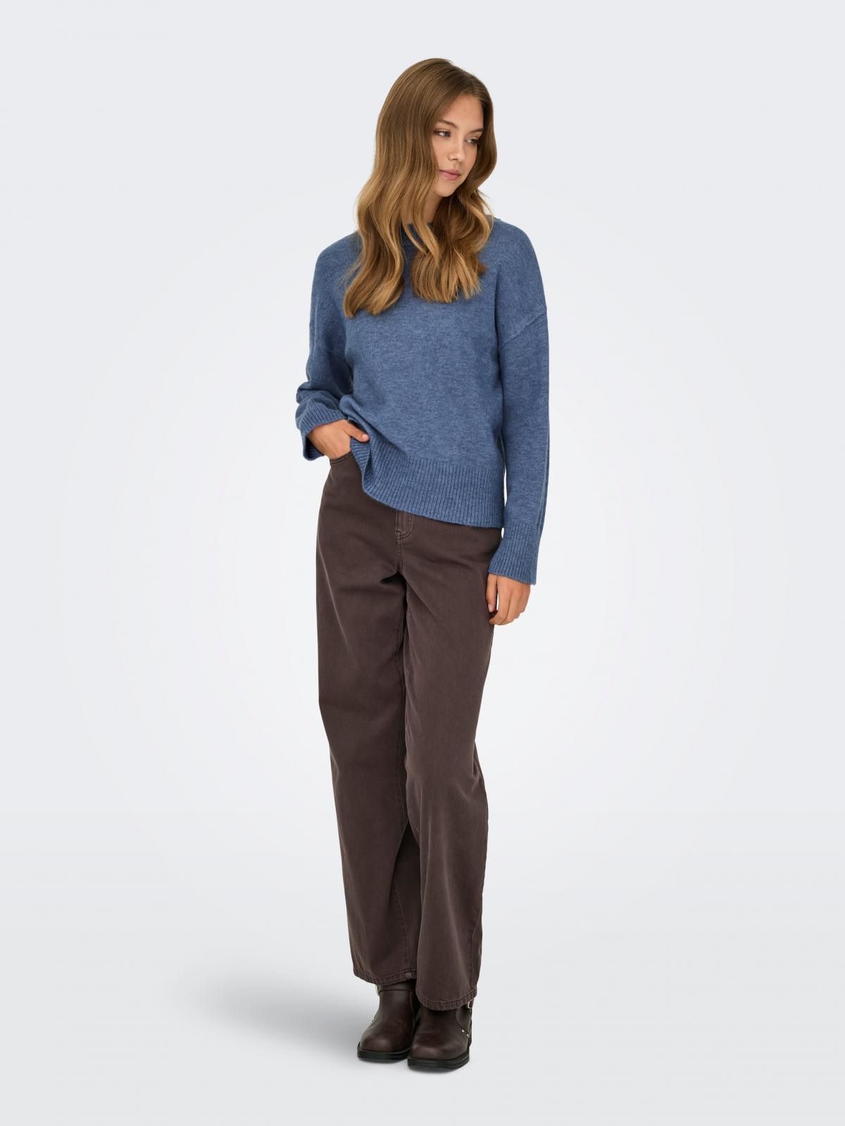 온리 테크니컬 소프트 라운드넥 니트 15353196_2081_1201957 BLUE / VINTAGE INDIGO - 상세 이미지 5