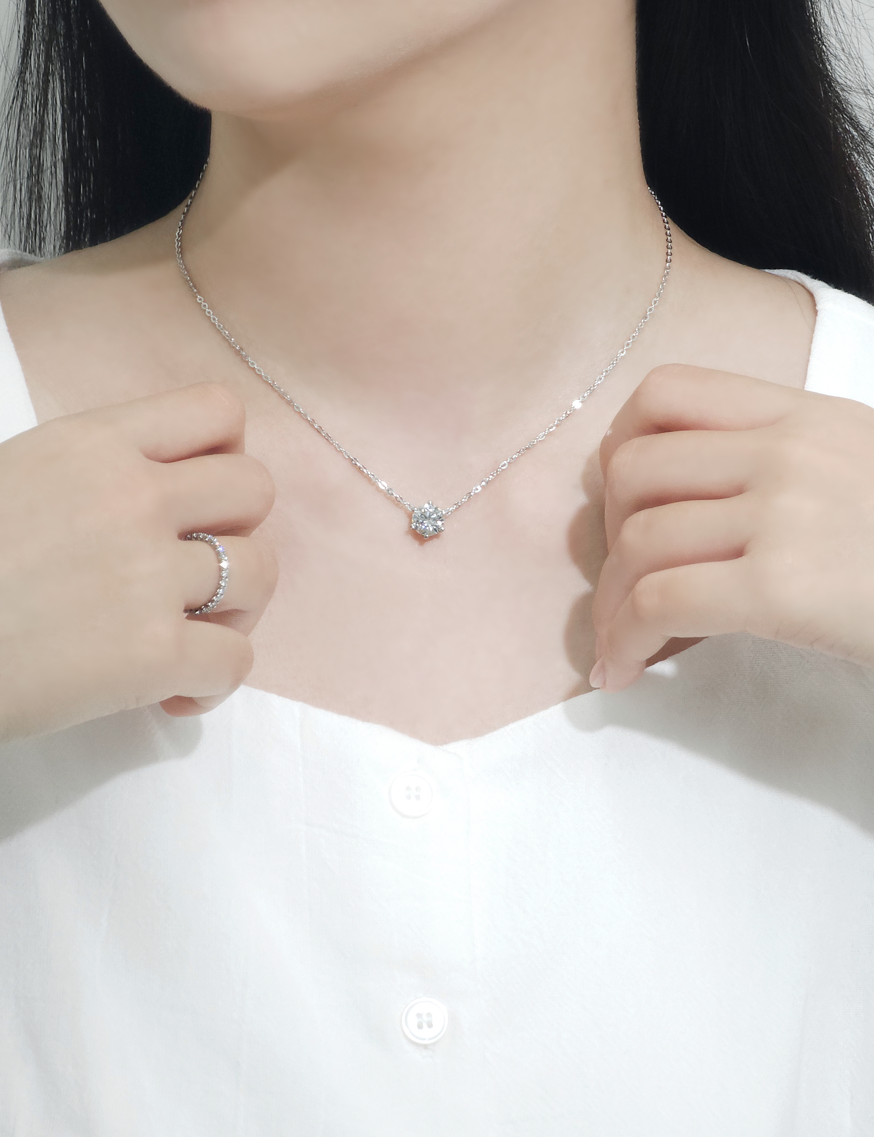 2캐럿 랩다이아 목걸이 일체형 6프롱 IGI 랩다이아몬드 D컬러 14k 18k - 상세 이미지 5