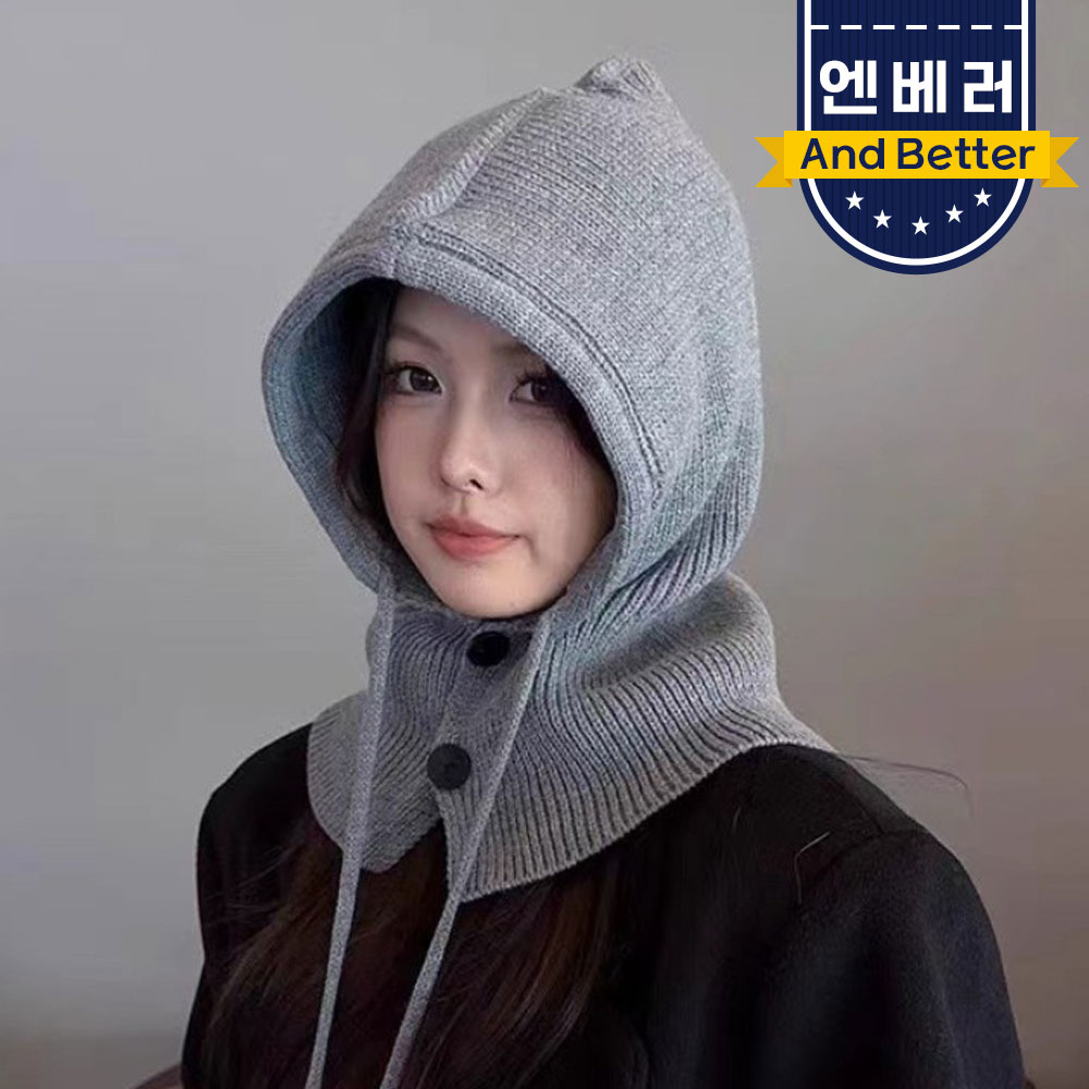 바라클라바 후드 넥워머 방한 니트 모자 겨울 러닝 니트 여성 워머 - 상세 이미지 3