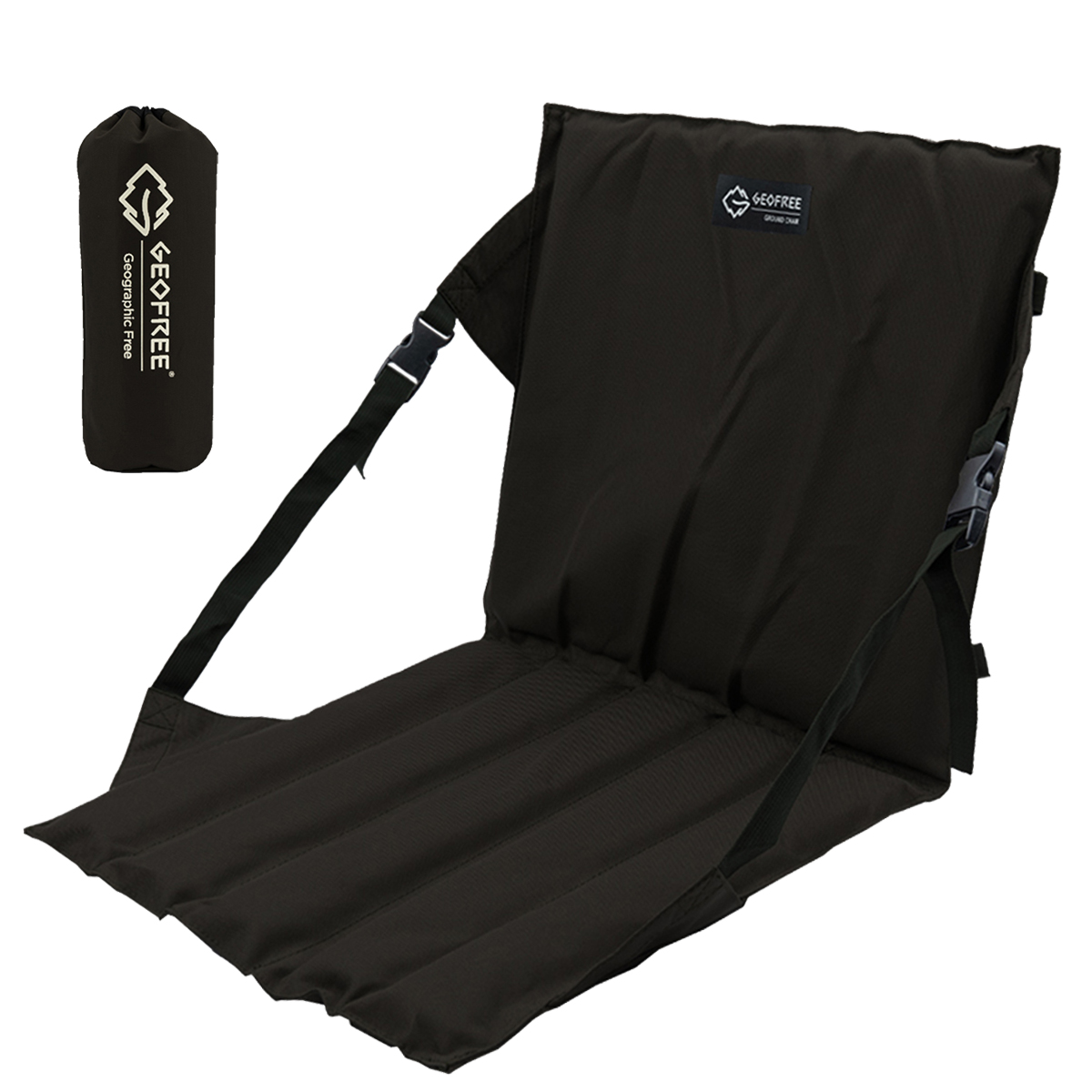 지오프리 이지롤 방석 좌식 그라운드 체어 휴대용 미니 피크닉 페스티벌 기본, 블랙, 1개