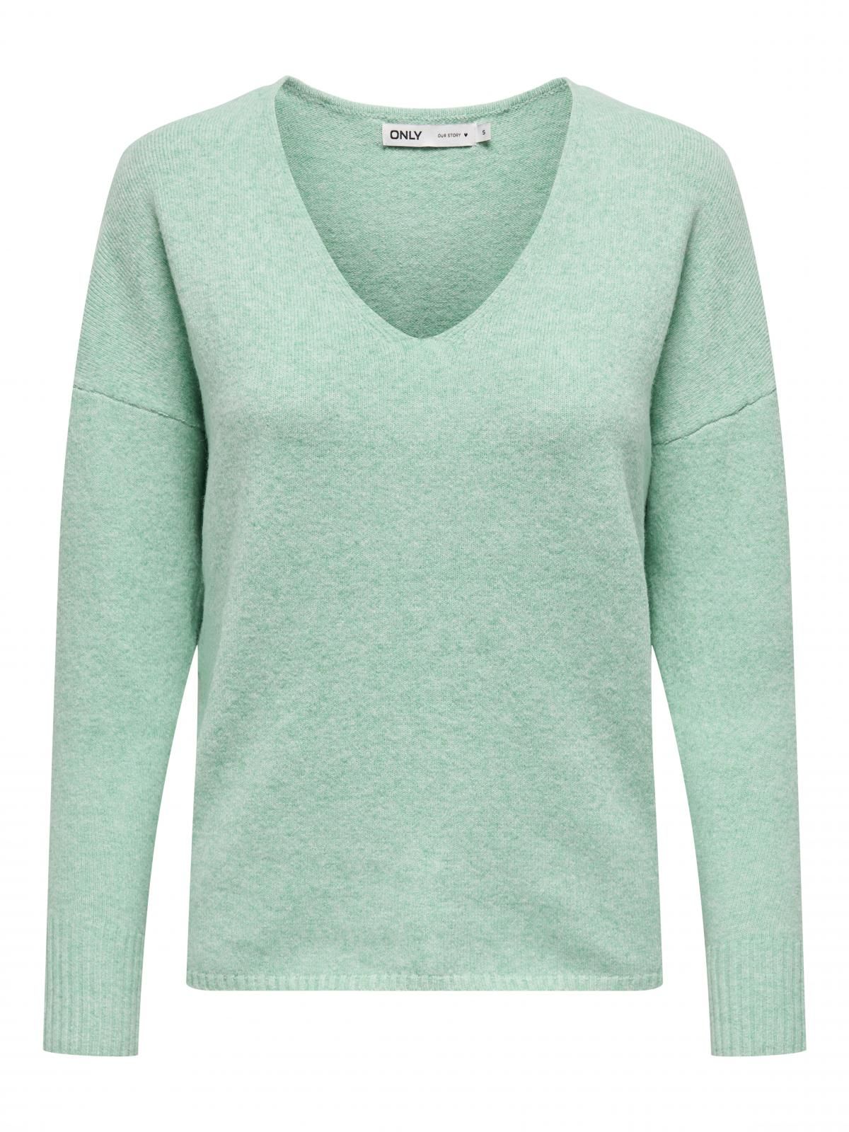 온리 베이직 브이넥 니트 여성 레귤러핏 데일리 15224360_1674_832241 GREEN / LICHEN - 상세 이미지 3
