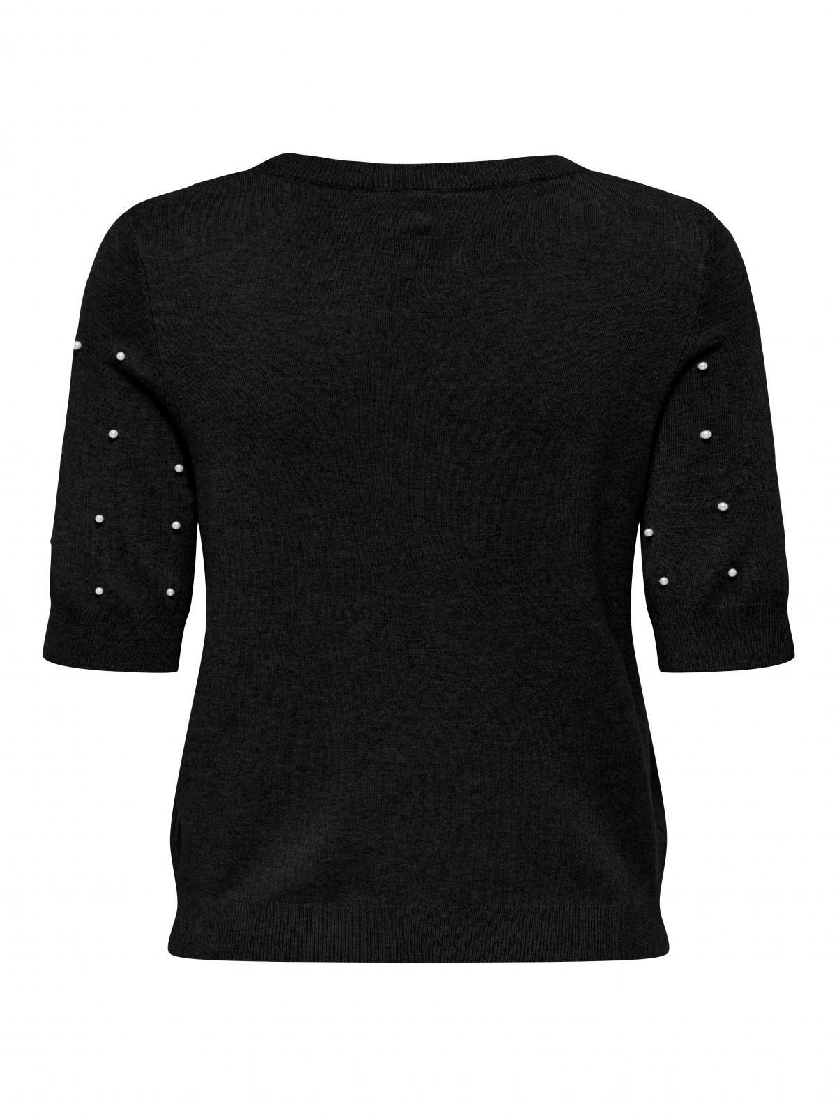 온리 진주포인트 라운드넥 반팔 니트 풀오버 15353016_2161_1201519 BLACK / BLACK - 상세 이미지 4