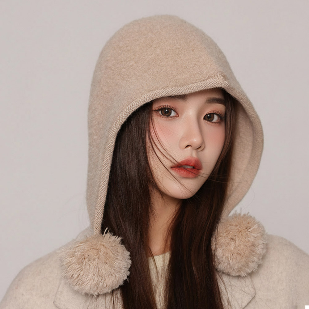 군밤모자 귀달이 뽀글이 귀마개 겨울용 패딩 방한모자 브라운 - 상세 이미지 4