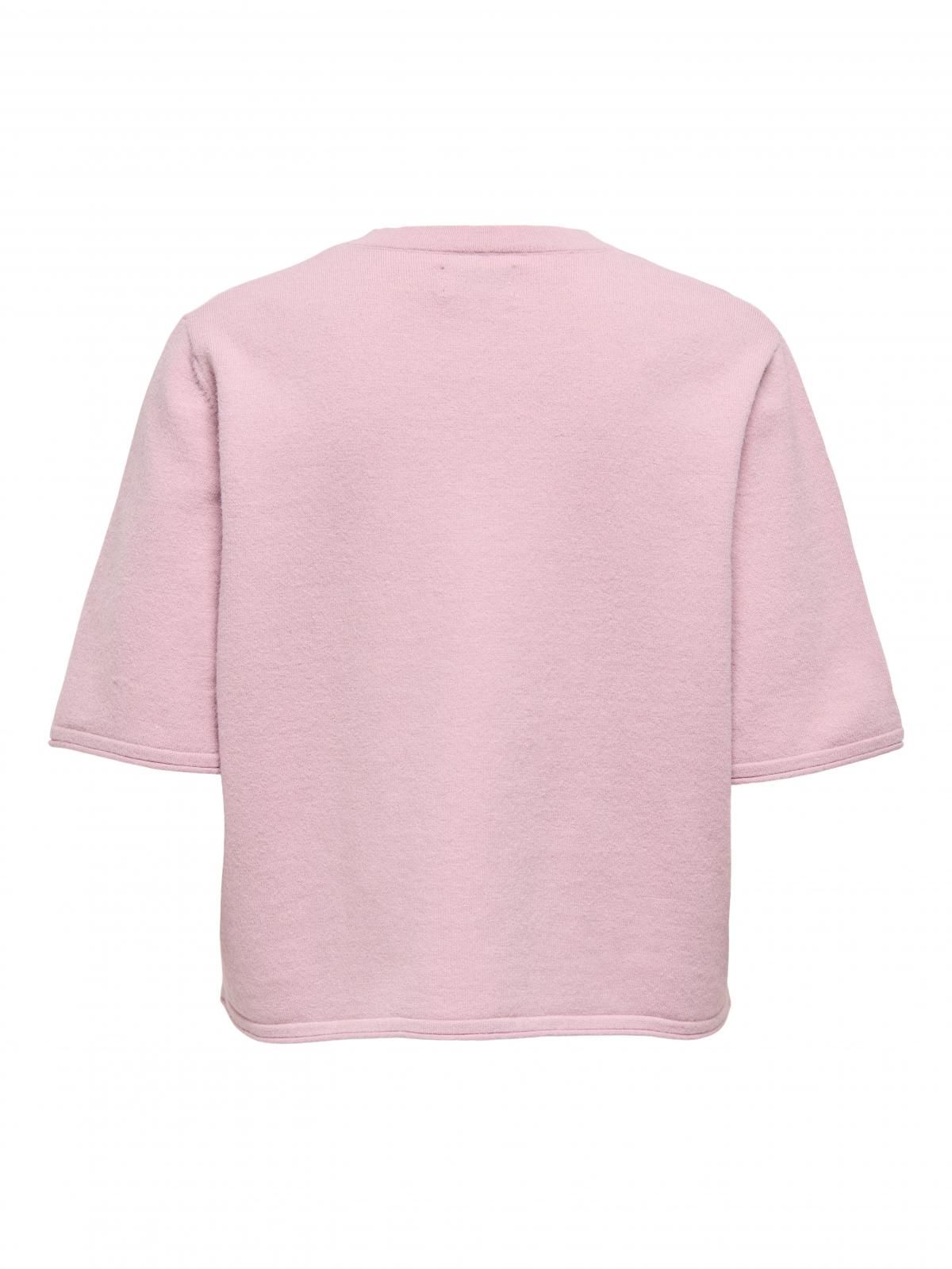 온리 라운드넥 니트 반팔 버튼 숏 가디건 15357001_990 ROSE / PALE MAUVE - 상세 이미지 5