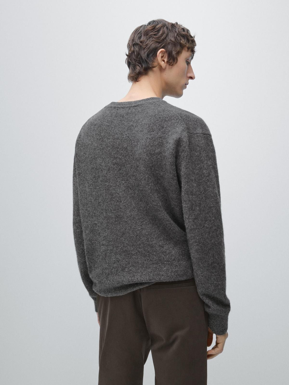 마시모두띠 미니멀 라운드 니트 코튼 울 스웨터 1109/248 CHARCOAL - 상세 이미지 4