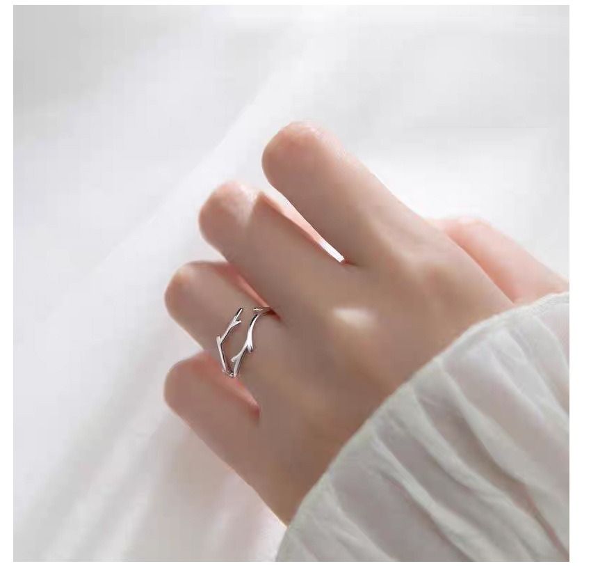 사슴 뿔 루돌프 오픈 링 반지 친구 우정 반지 애끼 검지 엄지 약지 반지 사이즈조절 쓸데없는 친구 우정 선물 우정링 커플링 써지컬 스틸 반지 실버 링 반지 - 상세 이미지 4