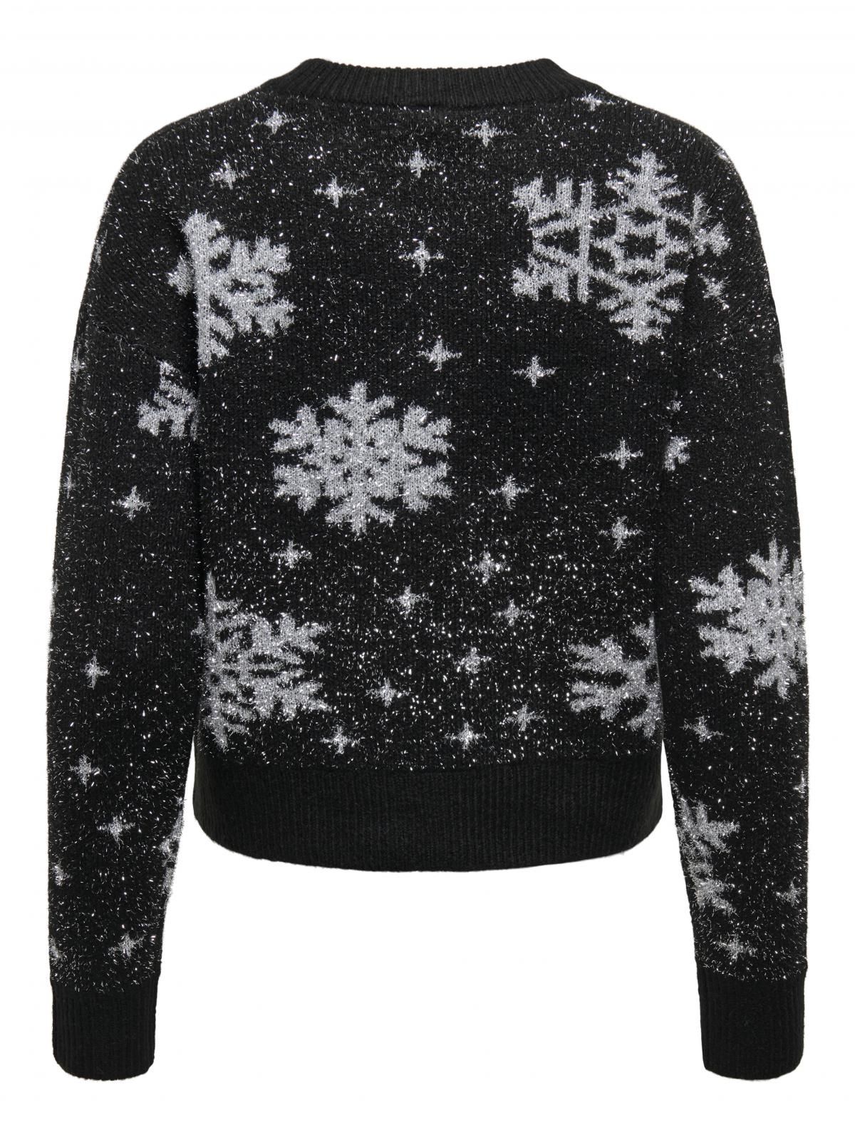 온리 크리스마스 스노우플레이크 라운드넥 니트 15354828_2161_1232748 BLACK / BLACK - 상세 이미지 5