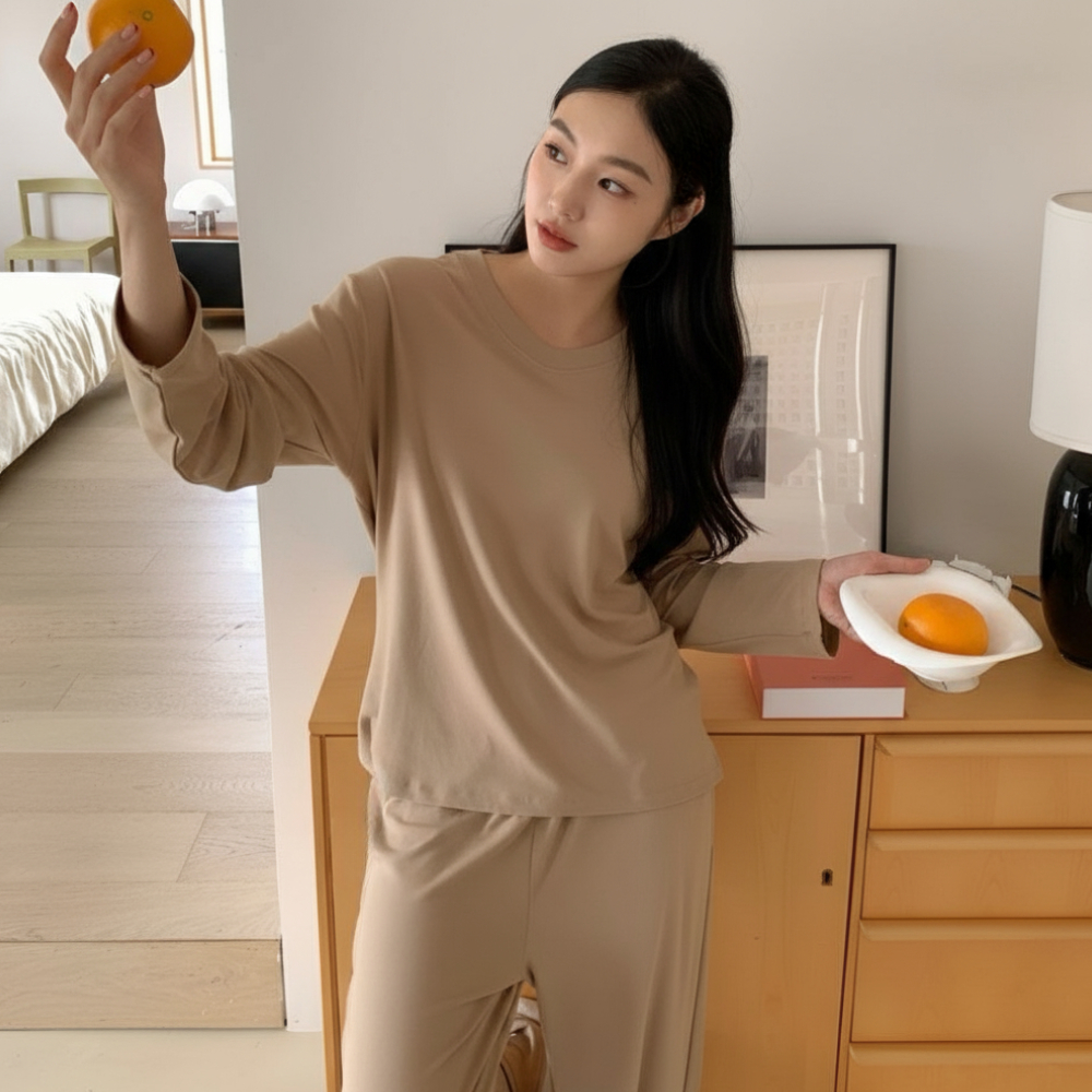 모달잠옷 긴팔 빅사이즈잠옷 아토피 여성 파자마세트 55-88 보통의날들 - 상세 이미지 3