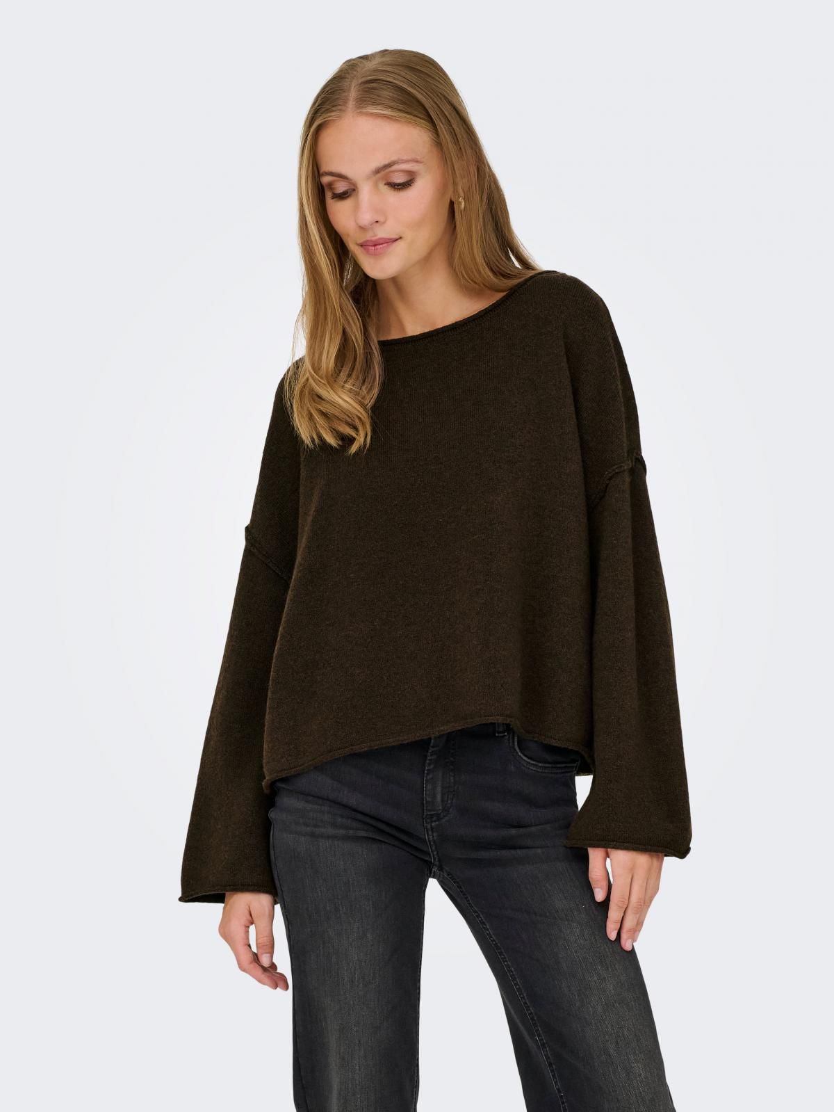 제이디와이 루즈핏 보트넥 여성 니트 풀오버 15336780_273_1153747 BROWN / SLATE BLACK - 상품 이미지