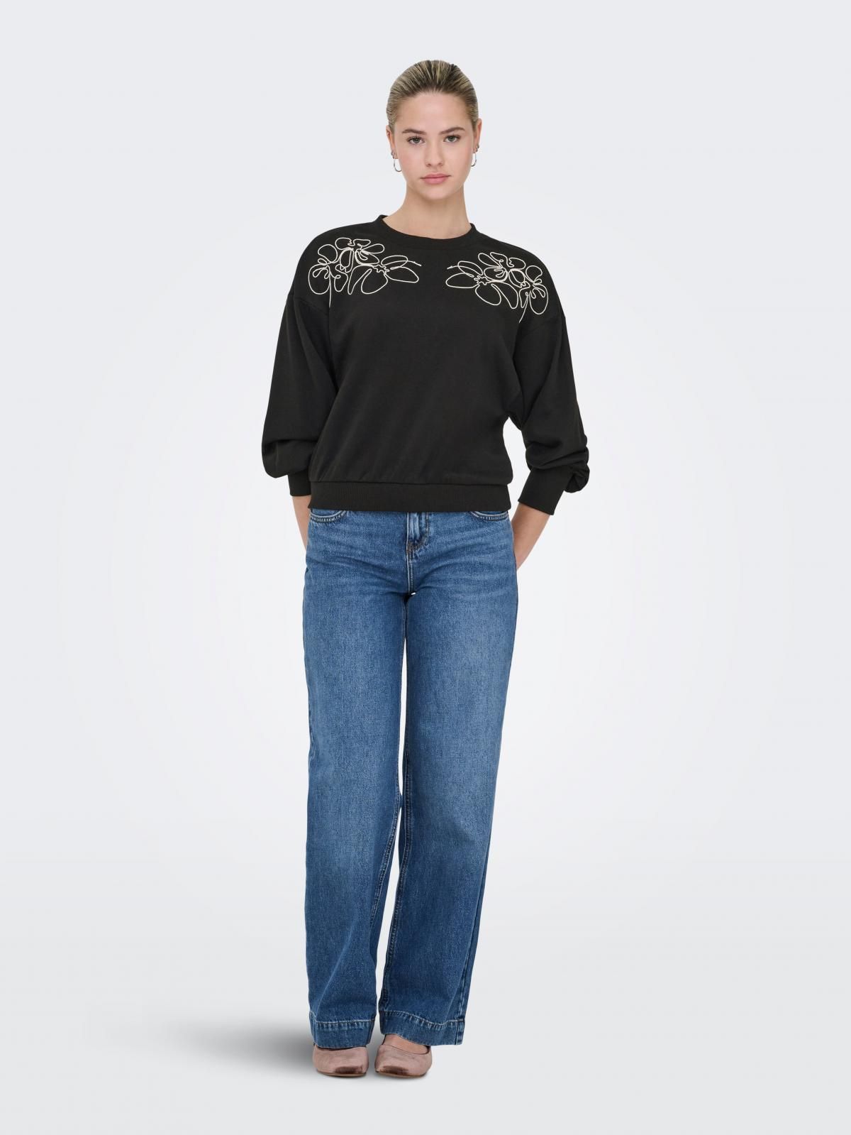 온리 테크니컬 플라워 디테일 블랙 맨투맨 15363824_2161_1249452 BLACK / BLACK - 상세 이미지 5