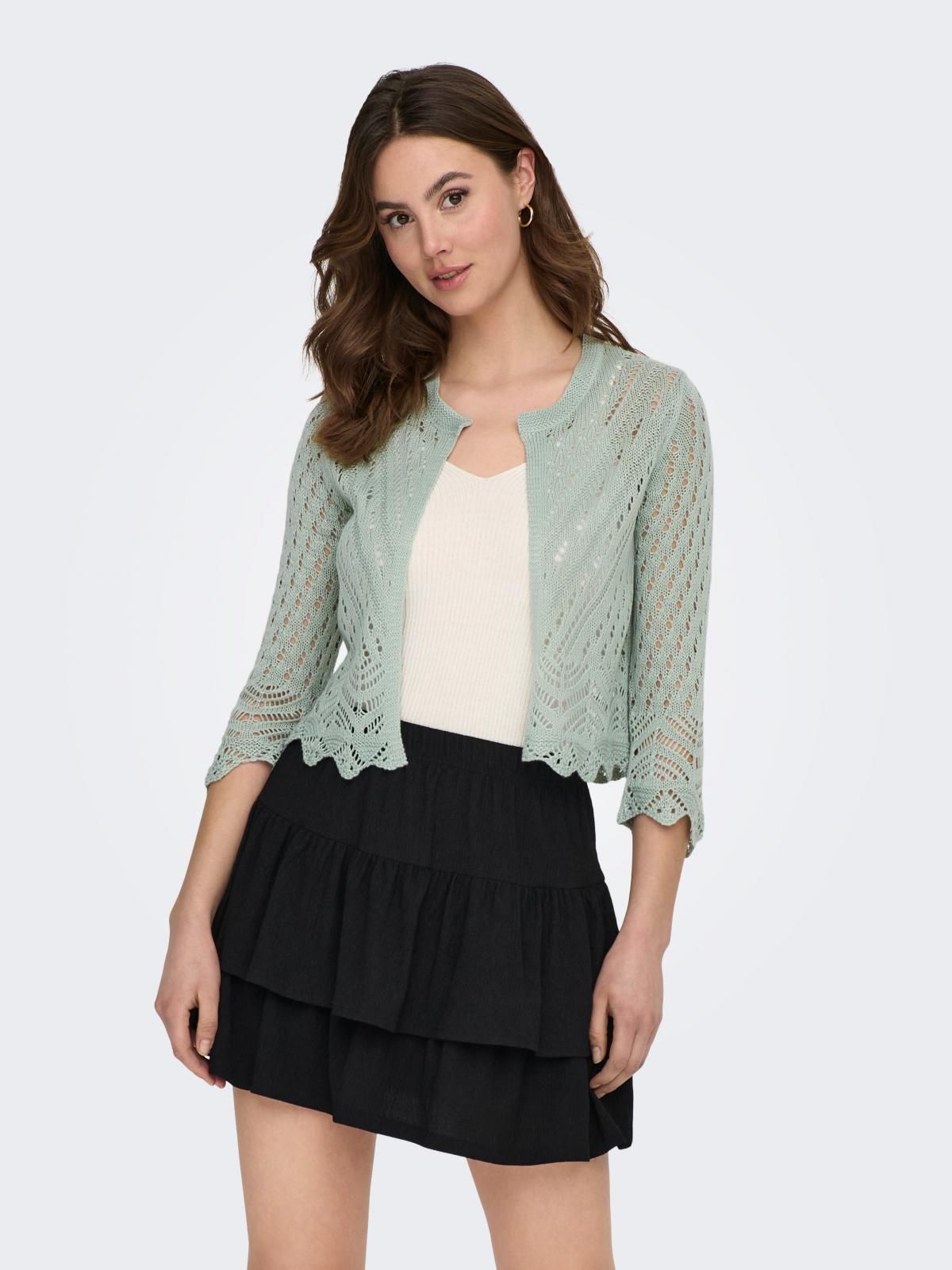 제이디와이 테크니컬 크롭 브이넥 니트 카디건 15184486_1453 GREEN / JADEITE - 상세 이미지 2