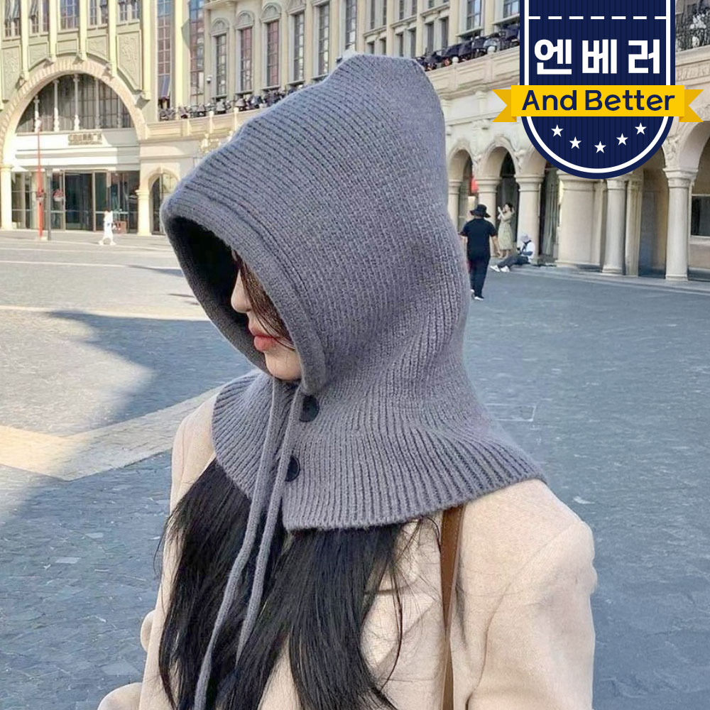 바라클라바 후드 넥워머 방한 니트 모자 겨울 러닝 니트 여성 워머 - 상품 이미지