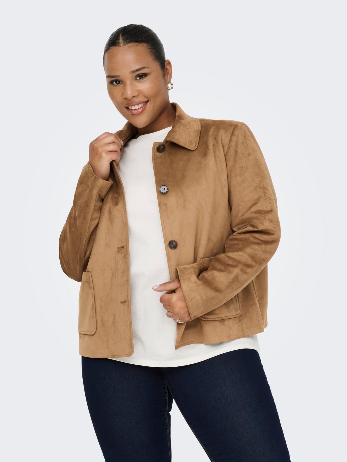 온리 스웨이드 테일러드 재킷 카멜 15360624_409 BROWN / COGNAC - 상세 이미지 2