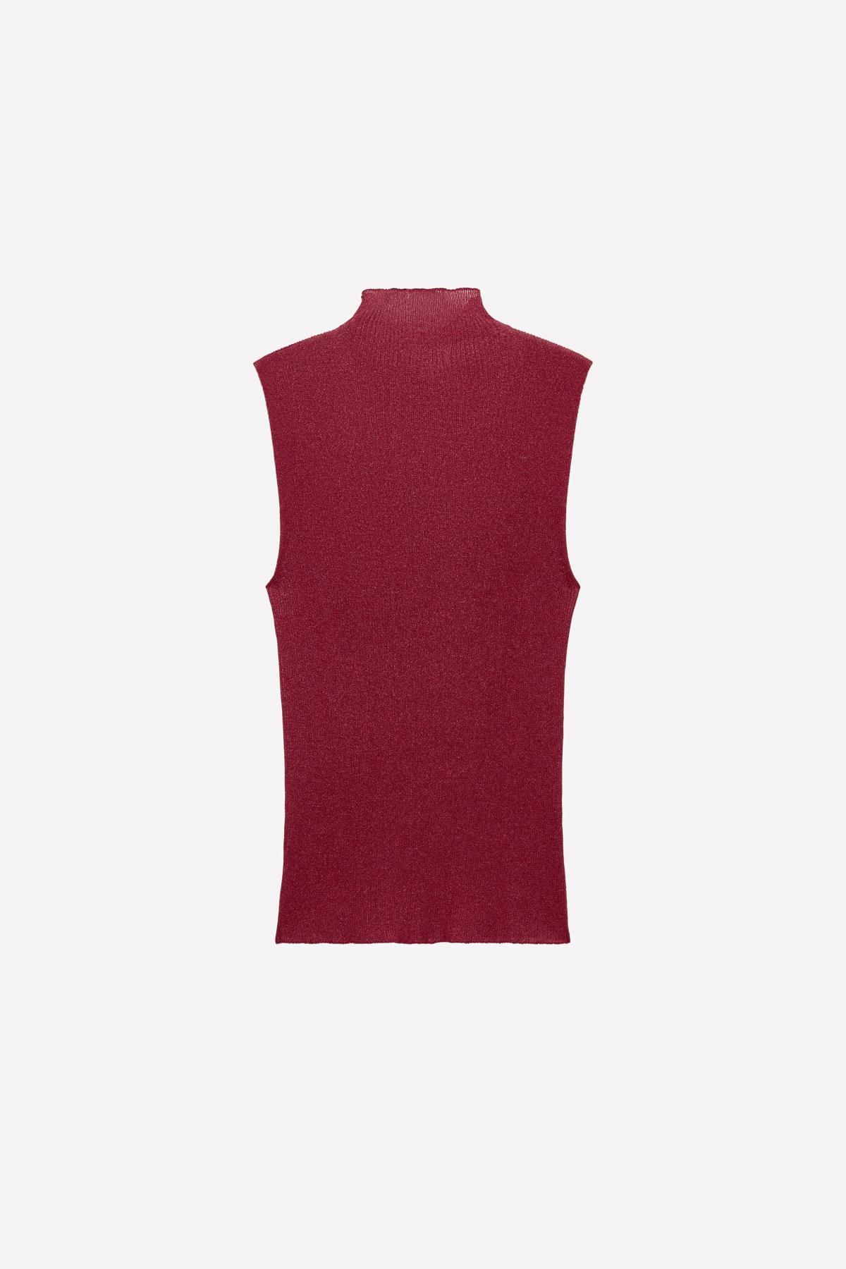 자라 터틀넥 민소매 니트 탑 x 루도빅 드 생 세르넹 9598/360 BURGUNDY - 상세 이미지 3