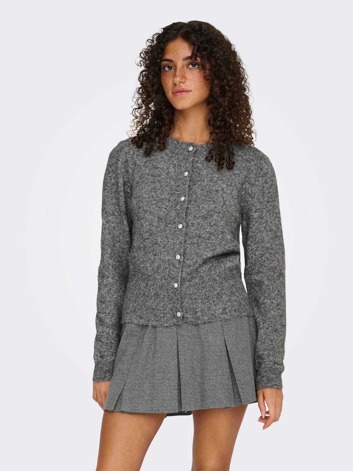 온리 플렉서블 라운드넥 니트 카디건 15366477_2382_1244338 GREY / MEDIUM GREY MELANGE - 상세 이미지 2