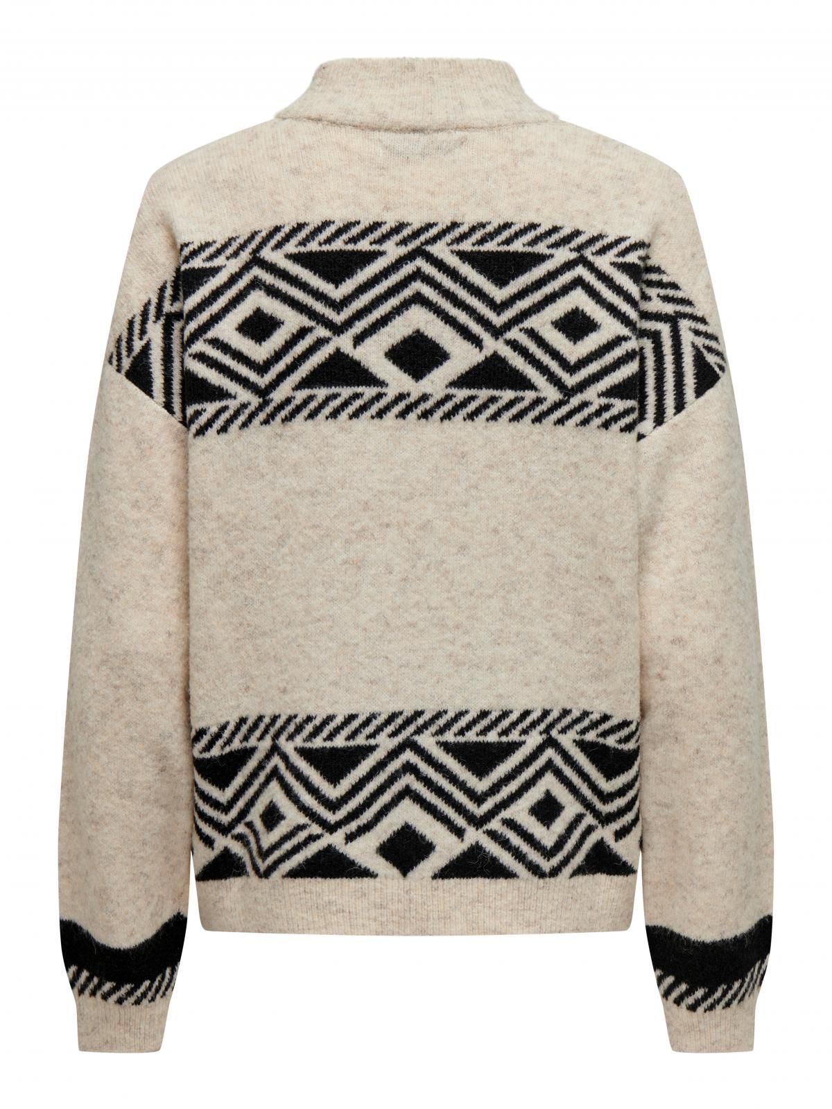 온리 에스닉 패턴 라운드넥 니트 15321179_115_1104738 BEIGE / PUMICE STONE - 상세 이미지 4