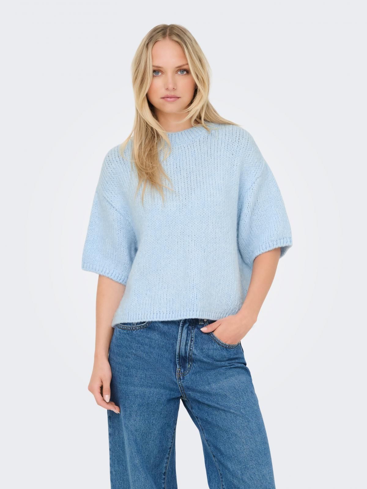 제이디와이 플랫니트 라운드넥 반팔 니트티셔츠 15367237_1243 BLUE / CASHMERE BLUE - 상품 이미지