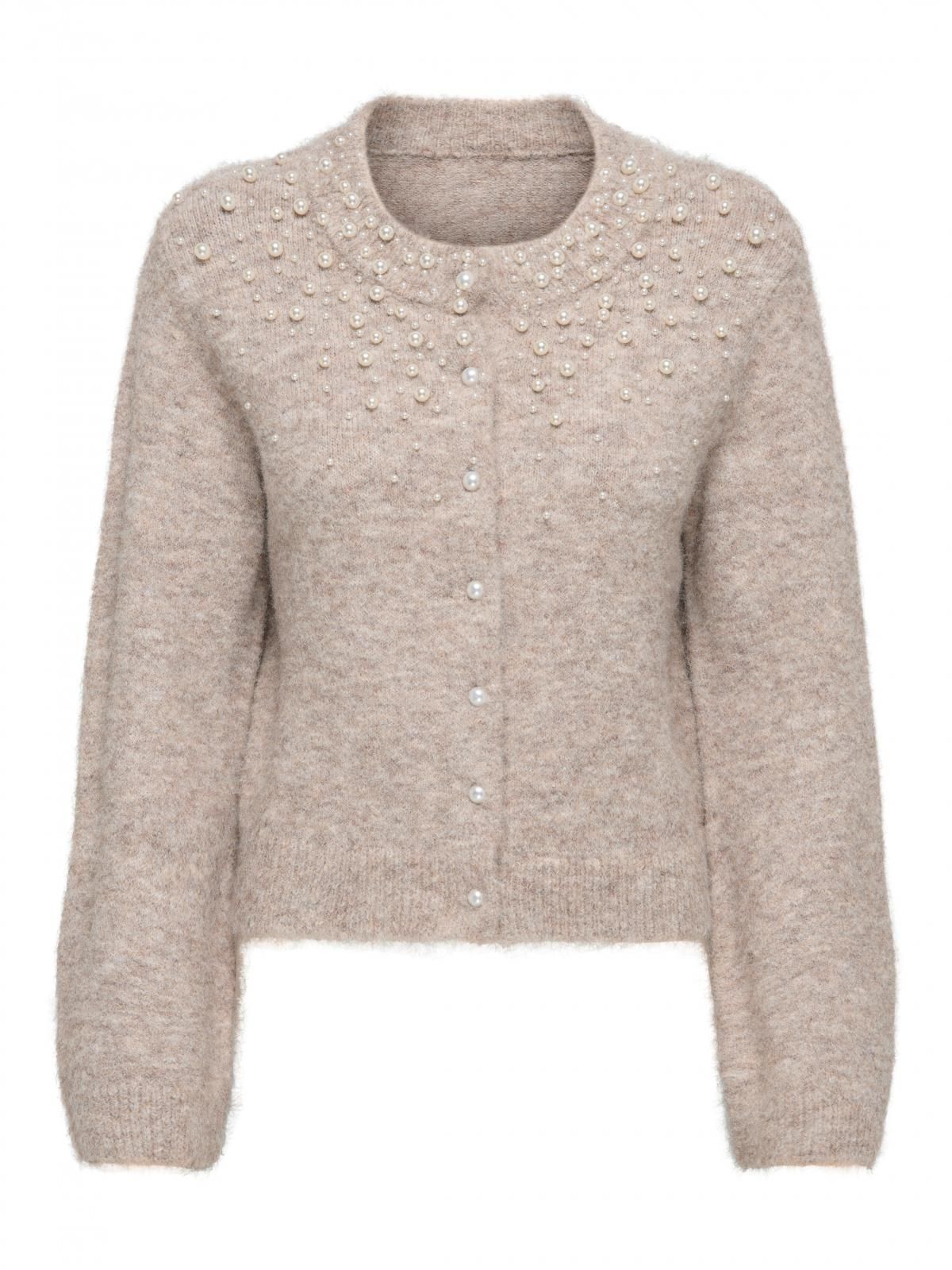 온리 펄장식 플랫니트 라운드넥 카디건 15375519_7383_1278984 BROWN / MALT BALL - 상세 이미지 3