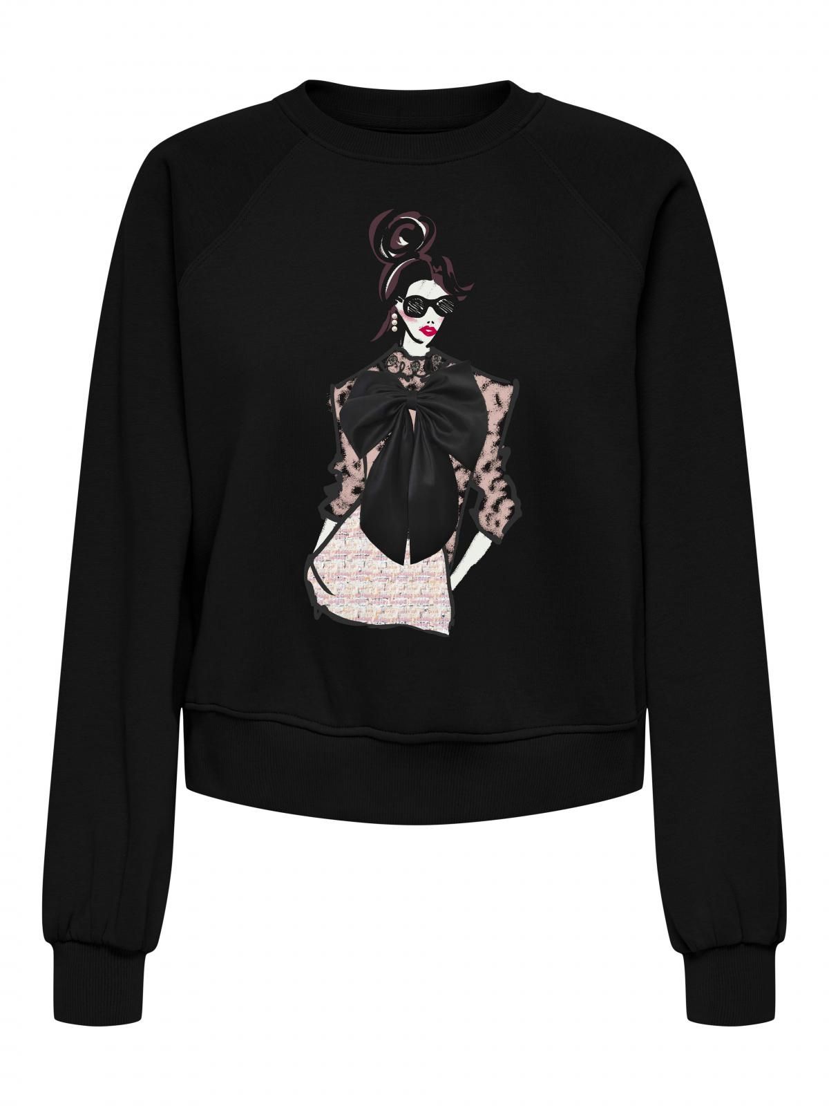 온리 프린트 라운드넥 테크니컬 맨투맨 블랙 15360576_2161_1228317 BLACK / BLACK - 상품 이미지
