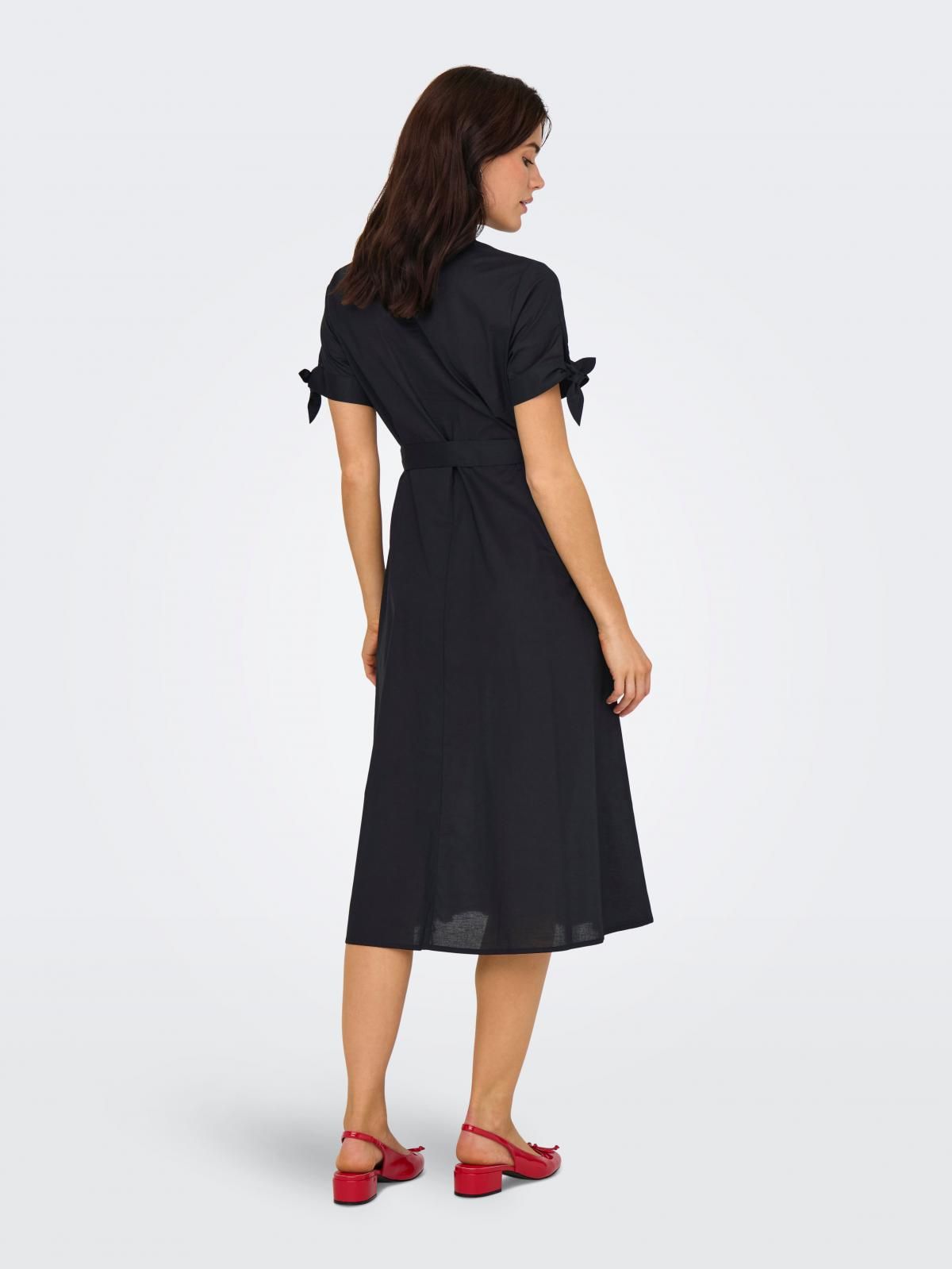 제이디와이 트렌디 브이넥 벨티드 미디 원피스 15351316_2161 BLACK / BLACK - 상세 이미지 3