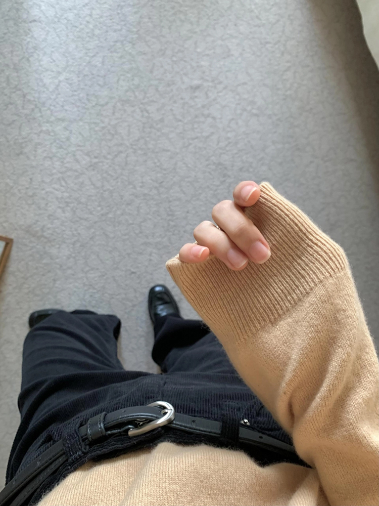 고급스러운 파인 울 캐시미어 니트 루즈핏 브이넥 니트 긴팔 여성 니트티 가을 겨울 - 상세 이미지 5