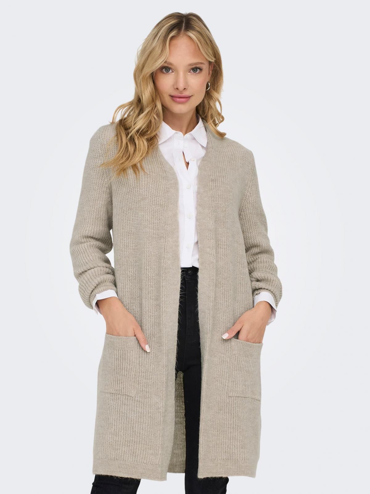 온리 모던 브이넥 니트 롱 카디건 15179815_31_698855 WHITE / WHITECAP GRAY - 상품 이미지
