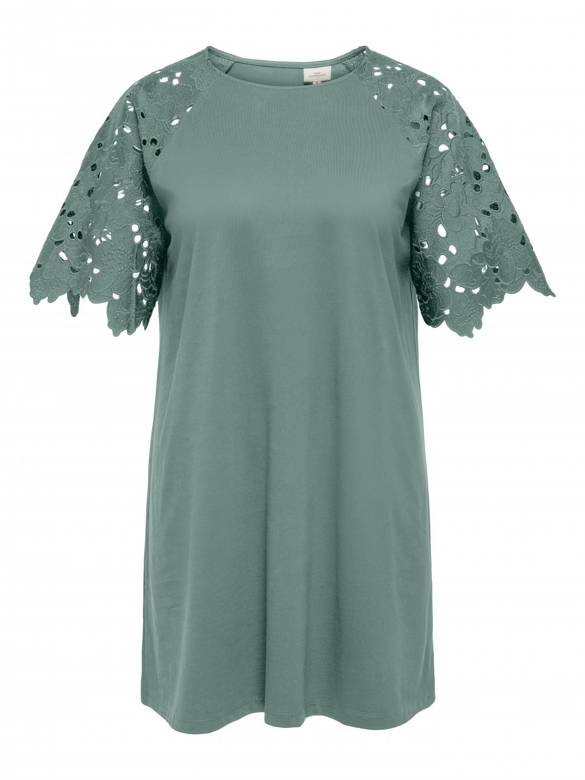 온리 빅사이즈 레이스 디테일 코튼 미니 원피스 15362312_1467 GREY / CHINOIS GREEN - 상세 이미지 4