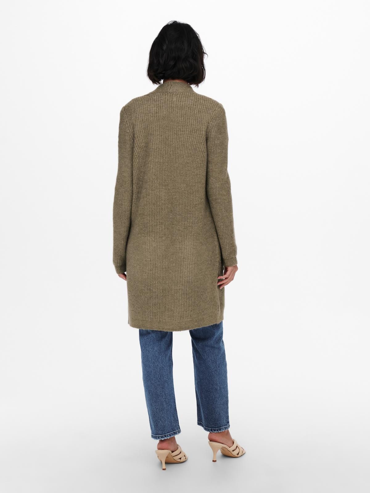 온리 테크니컬 플랫니트 브이넥 롱 니트 가디건 15179815_2010_698855 BROWN / CARIBOU - 상세 이미지 2
