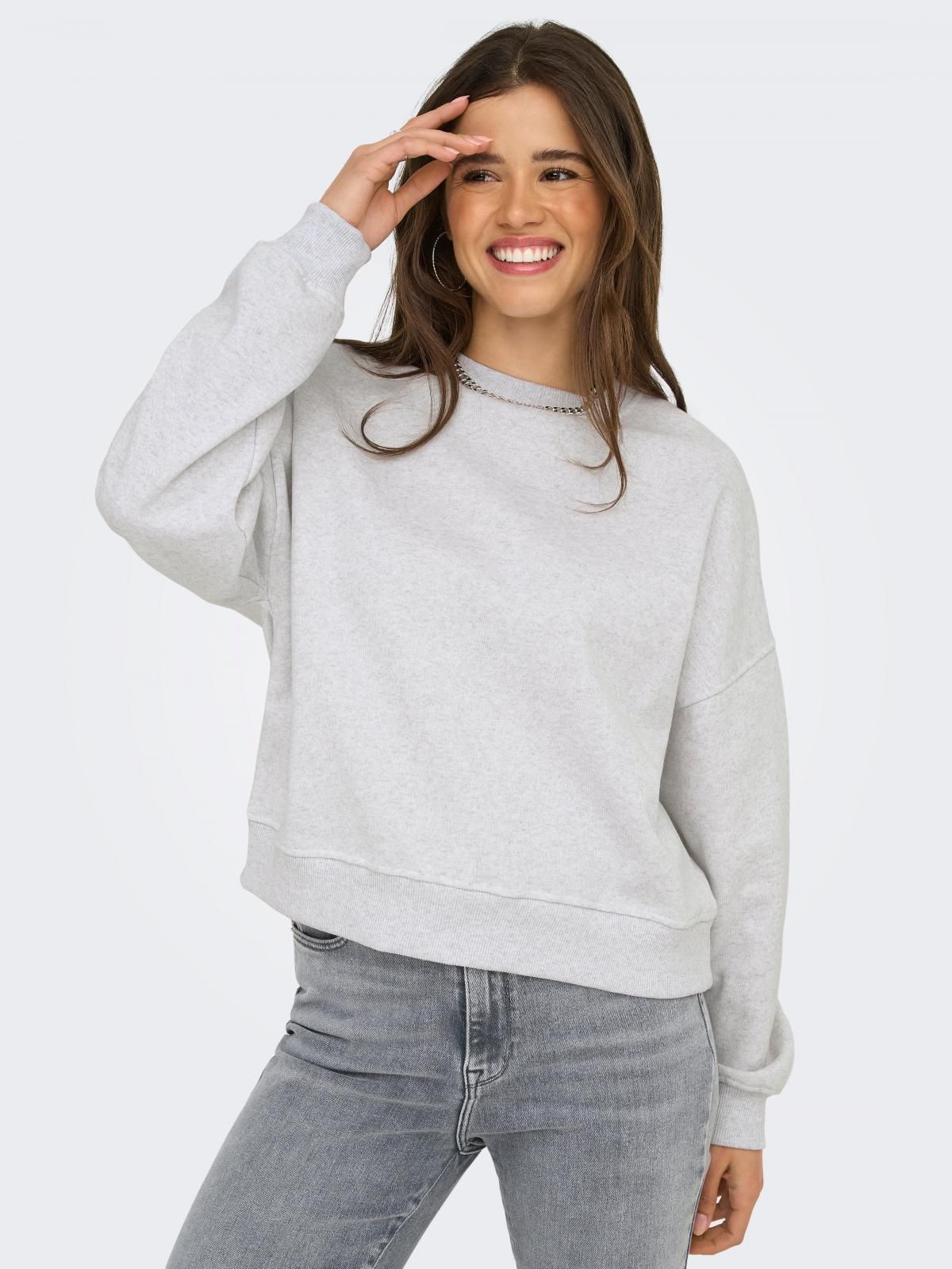 온리 라이트그레이 베이직 스웨트셔츠 15346570_2381 GREY / LIGHT GREY MELANGE - 상품 이미지