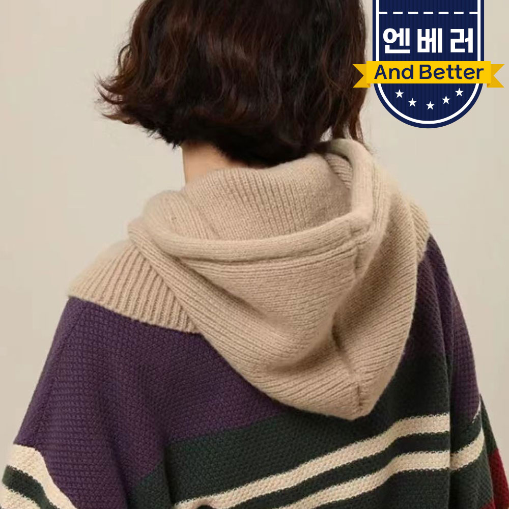 바라클라바 후드 넥워머 방한 니트 모자 겨울 러닝 니트 여성 워머 - 상세 이미지 5