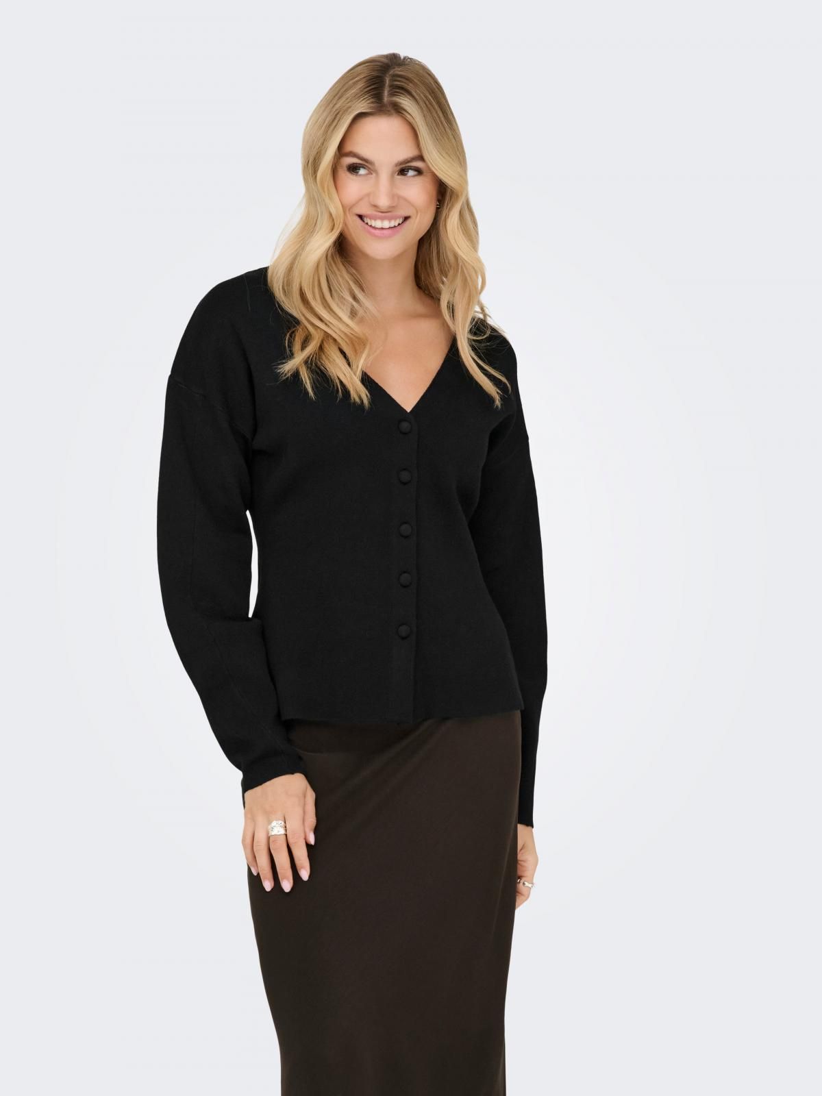 제이디와이 베이직 니트 브이넥 카디건 15361001_2161 BLACK / BLACK - 상품 이미지