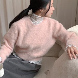 데일리즈 레이스목폴라 물결레이어드티셔츠 시스루하이넥 얇은폴라 흰티 자체제... 착용 후기 | 사이즈/핏 총정리 - 상품 이미지 4