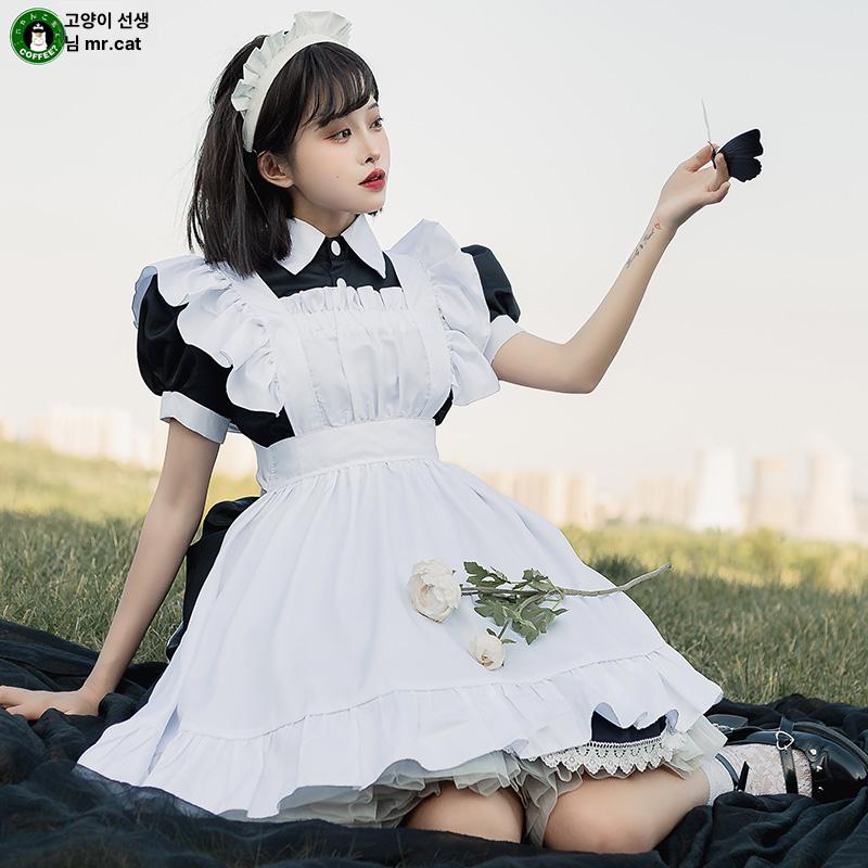 컨셉 촬영 졸사 메이드복 코스프레 세라복 코스프레의상 사진  블랙 006 세트 S - 상세 이미지 2