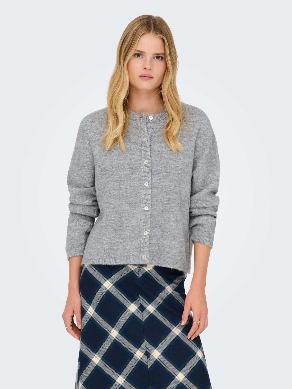 온리 라운드넥 베이직 소프트 카디건 15368980_2382 GREY / MEDIUM GREY MELANGE - 상세 이미지 2